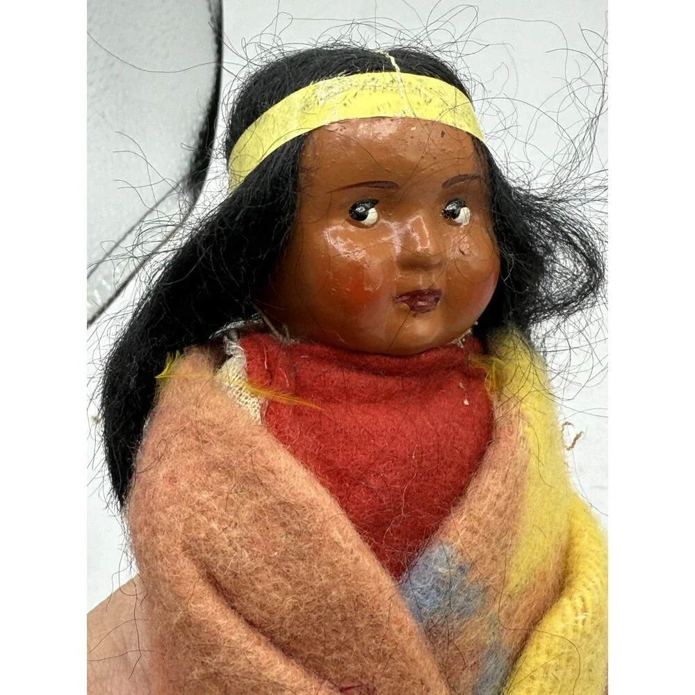 Vintage Lot Of 4 SkooKum Billy Good Indian Native American Dolls